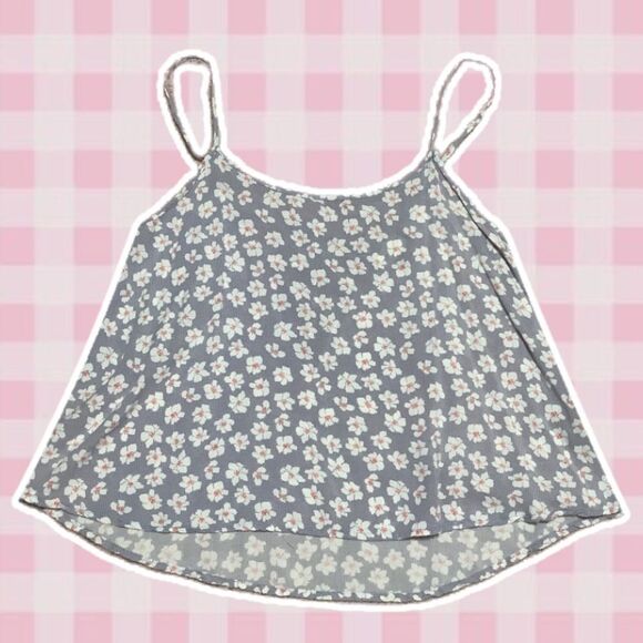 Fifty Street Blue Floral Fairy Preppy Boho Chic Lightweight Strappy Back Tank M - Picture 1 of 13